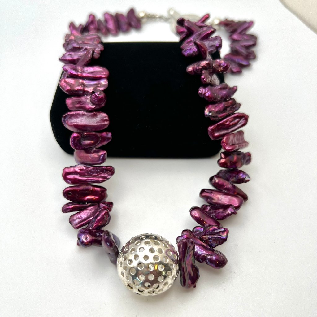 Biwa Freshwater Pearl Silver Plate Necklace 79$